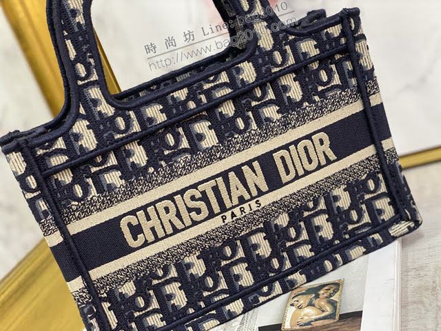 Dior女包 迪奧Book Tote藍帆布托特包手袋 Dior刺繡購物袋  dfk1524